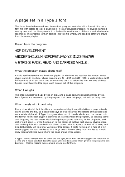 A page set in a font from 1990, first page