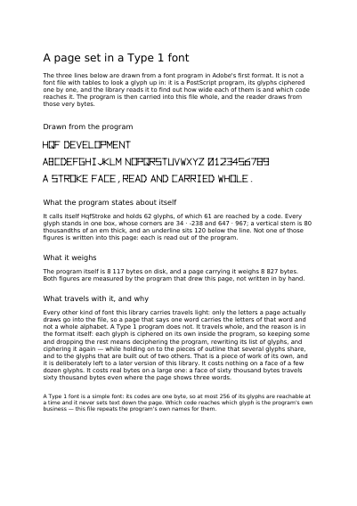 First page of A page set in a font from 1990