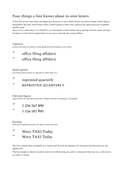 What a font knows about its own letters, first page