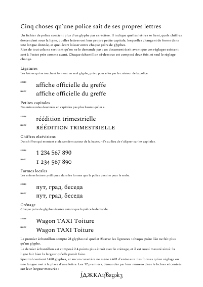 Ce qu’une police sait de ses propres lettres, première page