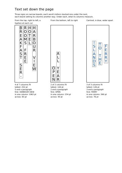 Text Set Down the Page, first page